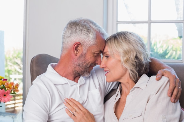 Close-up of a happy mature couple smiling