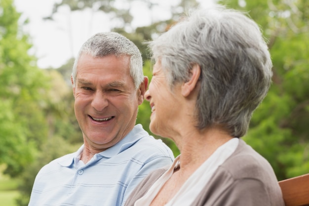 Close-up of a happy senior couple at park