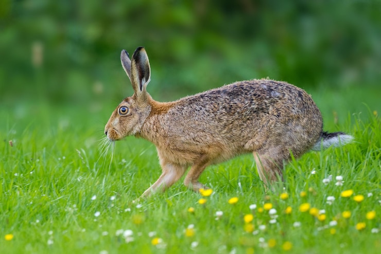 Photo close-up of hare on grassy field