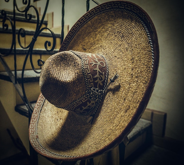 Close-up of hat on table