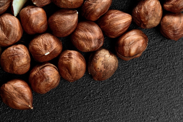 Close up of Hazelnut kernels  Food Frame Background, macro detailed close up