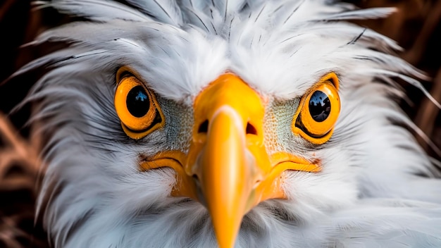 Close up of the head of an american bald eagle