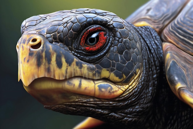 Photo close up of the head of a redeared tortoise
