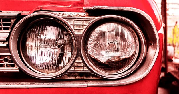 Photo close up headlamp retro car