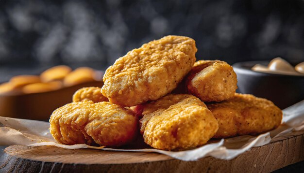 Foto vicino a un mucchio di nuggets nuggets di pollo