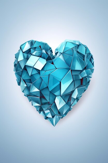 a close up of a heart made of blue cubes generative ai