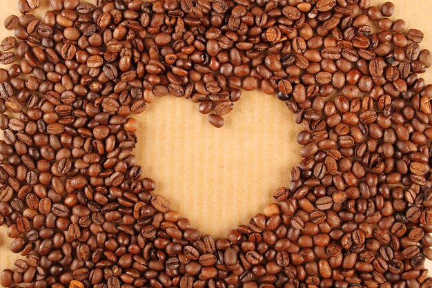 Close up of heart made from coffee beans