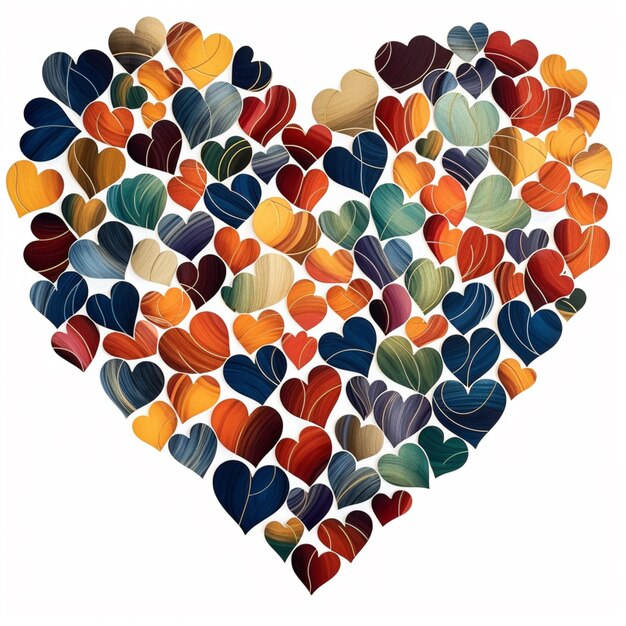 Photo a close up of a heart made of many different colored hearts generative ai