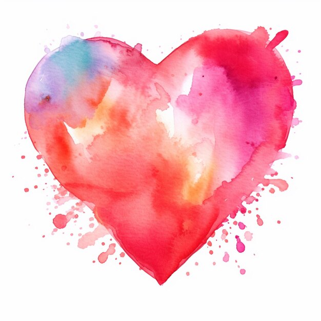 Photo a close up of a heart painted with watercolors on a white background generative ai