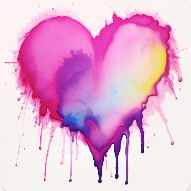 a close up of a heart painted with watercolors on a white background generative ai