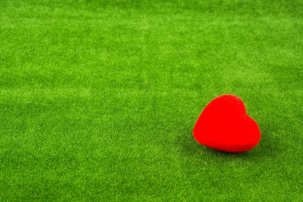 Close-up of heart shape ball on grass