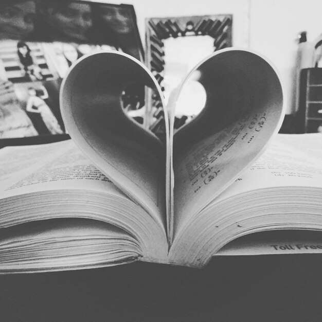 Photo close-up of heart shape on book