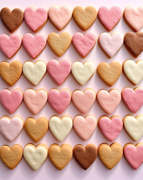 A close up of a heart shaped cookie on a white surface generative ai