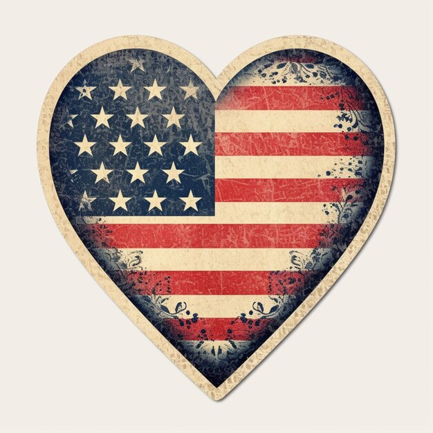 Photo a close up of a heart shaped flag on a white background generative ai