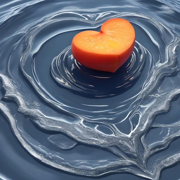 a close up of a heart shaped object with water and peachs illusion surreal art wallpaper mobile