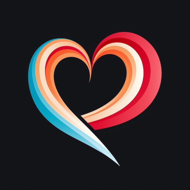 a close up of a heart shaped rainbow colored object on a black background generative ai