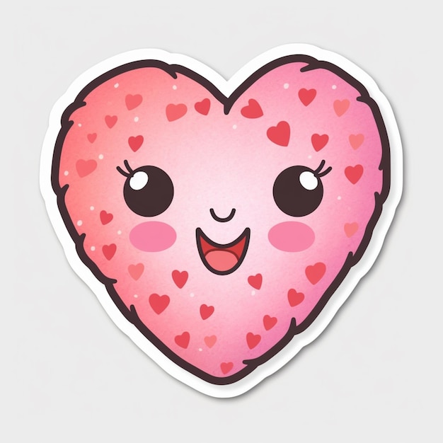 a close up of a heart shaped sticker with a face generative ai