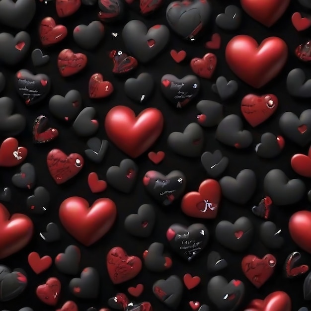 a close up of a heart surrounded by many small hearts black background pinterest