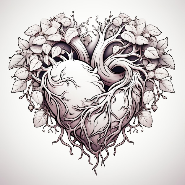 a close up of a heart with a horse surrounded by flowers generative ai