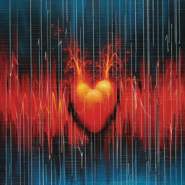 крупный план сердца с линией сердечных ударов генеративный ai