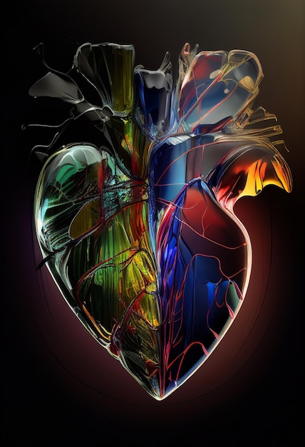 Close up of heart with lot different colored parts generative ai