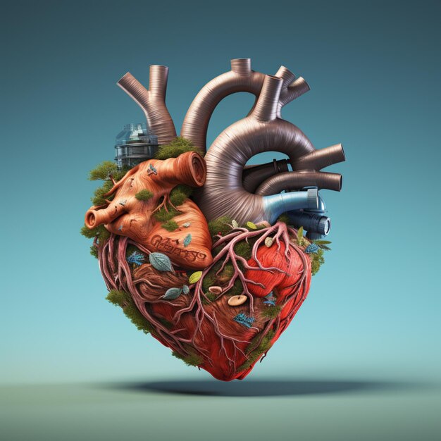 a close up of a heart with a lot of different parts generative ai