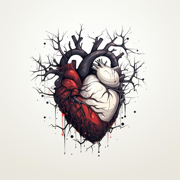 a close up of a heart with a tree growing out of it generative ai