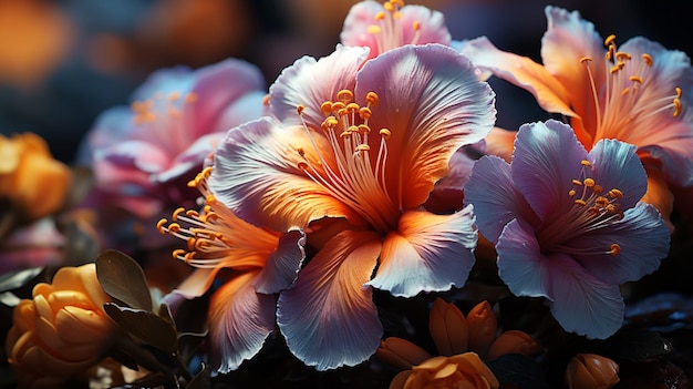 Close-up heldere exotische bloemen mooi uitzicht