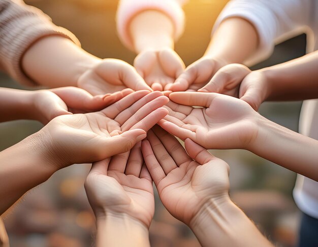 Photo close up of helping hand in community service