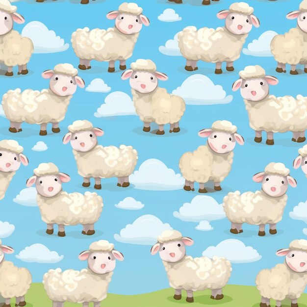 Photo a close up of a herd of sheep standing on a lush green field generative ai