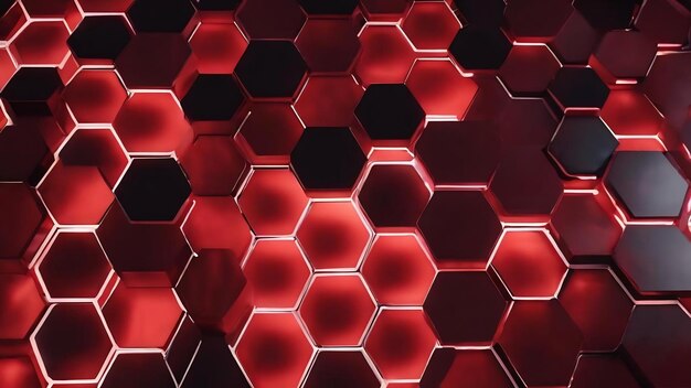 A close up of a hexagon with red lightsgenerative ai