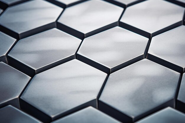 Close up of hexagonal marble tiles in a hallway