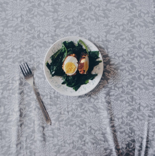 Close-up high angle view of salad on table