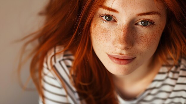 Photo close up highlydetailed portrait of amazing charming young european woman with ginge generative ai