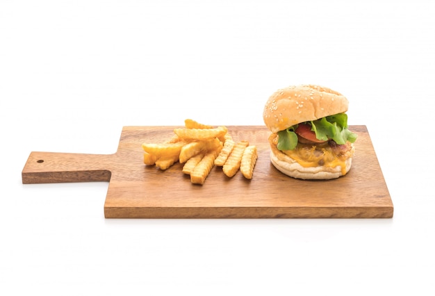 Close-up of home made fresh tasty burger isolated on white background