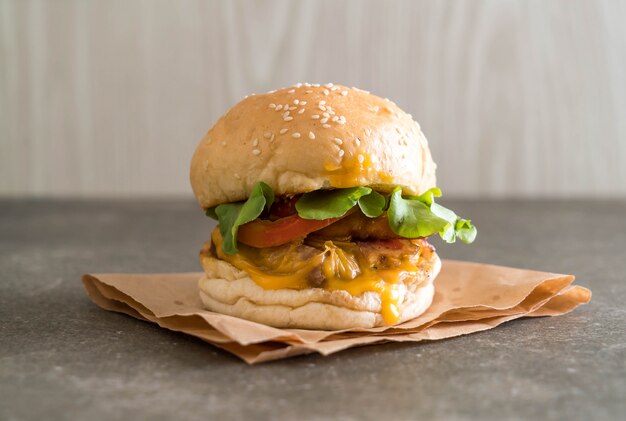 Close-up of home made fresh tasty burger 