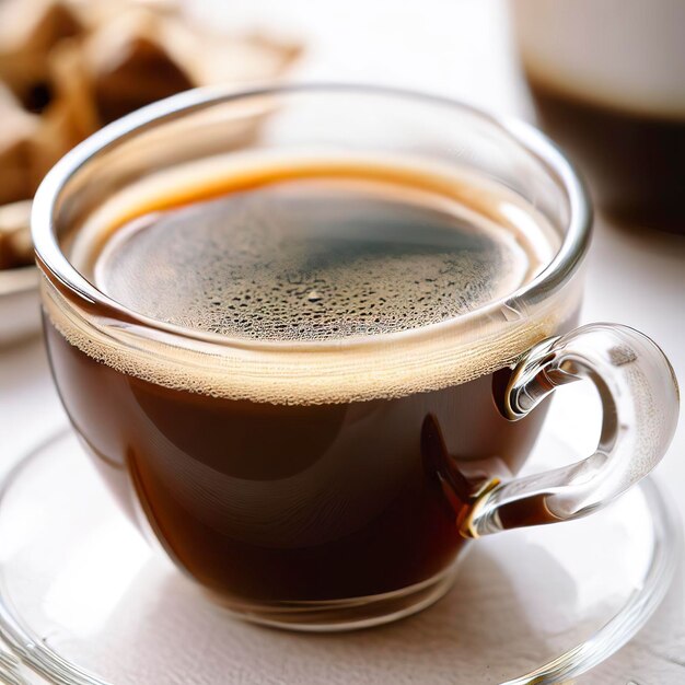 Close up of homemade alternative decaffeinated chicory drink in a cup on the table on white background