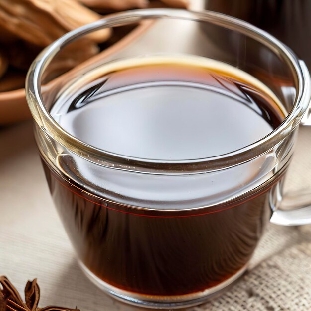 Close up of homemade alternative decaffeinated chicory drink in a cup on the table