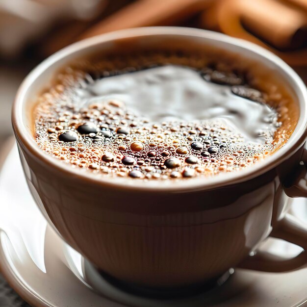 Close up of homemade alternative decaffeinated chicory drink in a cup on the table