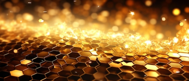 A close up of a honeycomb with a light shining on it