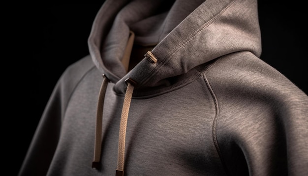 A close up of a hoodie with the word's on it