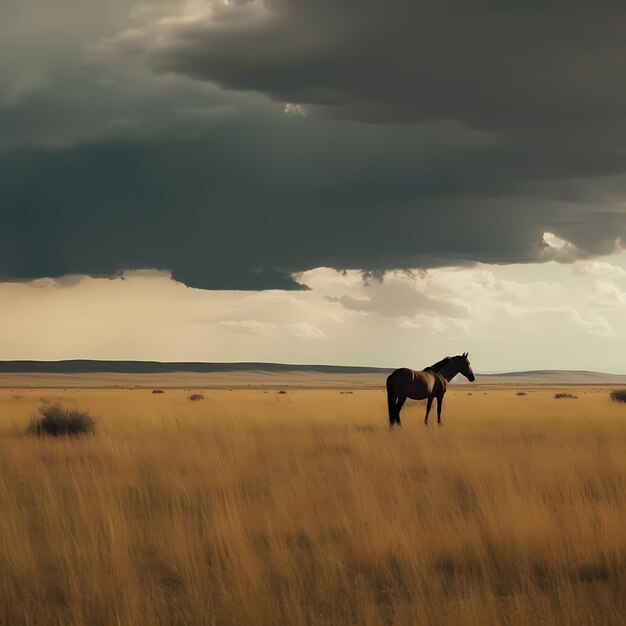 close up on horse in nature Generative ai