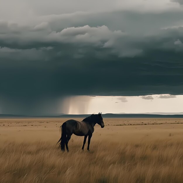 close up on horse in nature Generative ai