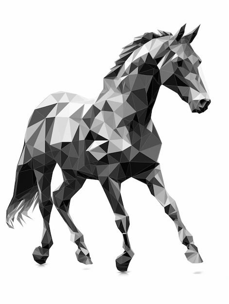 A close up of a horse that is made up of triangles generative ai