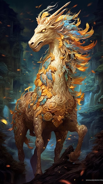 A close up of a horse with a lot of gold on it generative ai