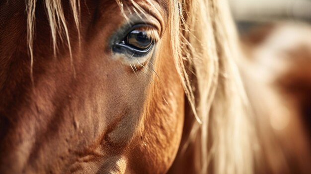 A close up of a horses eye ai