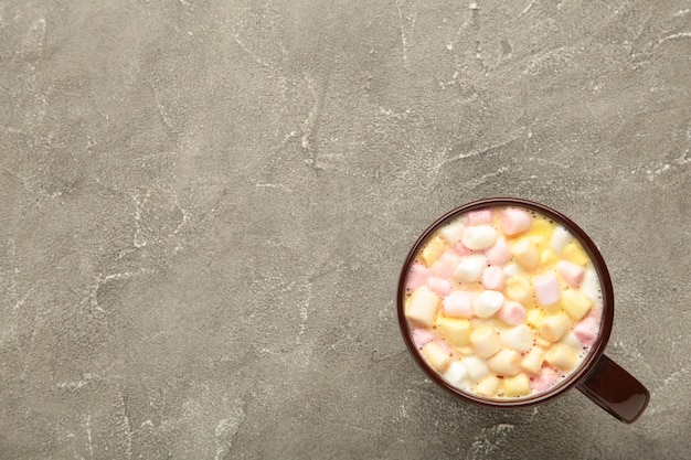 Close up on hot chocolate with marshmallows