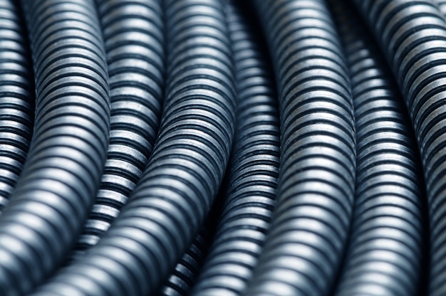 Close-up of a huge bundle of metal protective shield