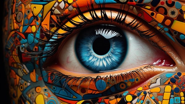 close up of human eye with abstract patterns