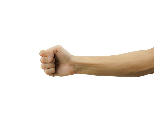 Photo close-up of human hand against white background